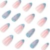 JP3904-Liquid Ribbon Nails: French Tips with 3D Waves & Cat Eye Shine