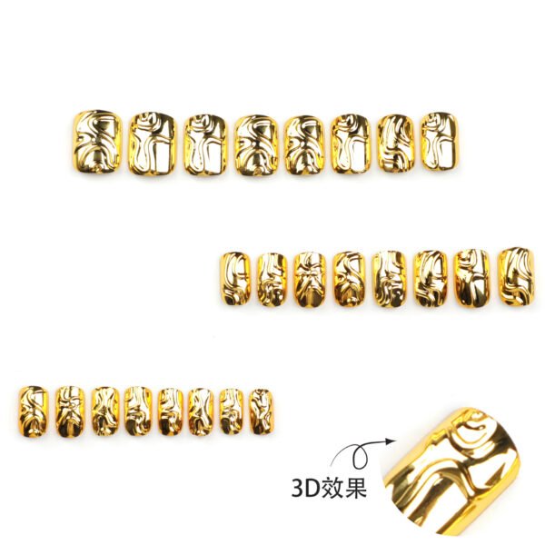 O1CN01tXoESq2NGHubxJZ9G_!!4234819935-0-cib JP3382-Instant Golden Glam: Reusable 3D Gold Foil French Short Press-Ons 💫