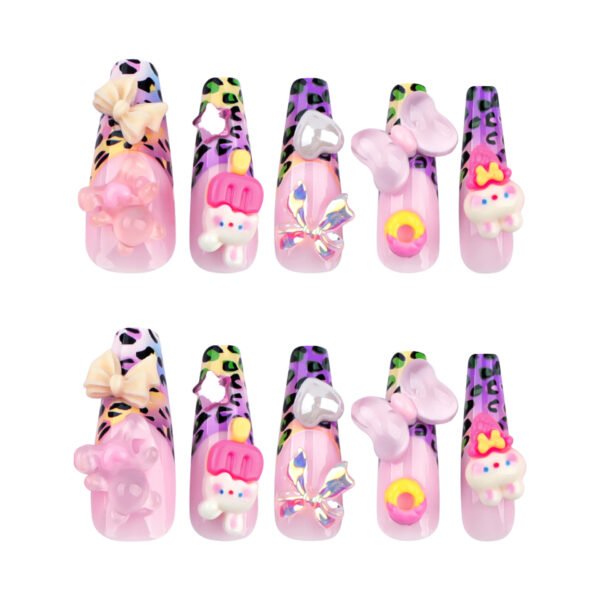 O1CN01tvy2cV2NGHuntxKV4_!!4234819935-0-cib JP2797-Kawaii Charm Burst: Colorful Animal Print French Tips with 3D Bunny Hearts ✨