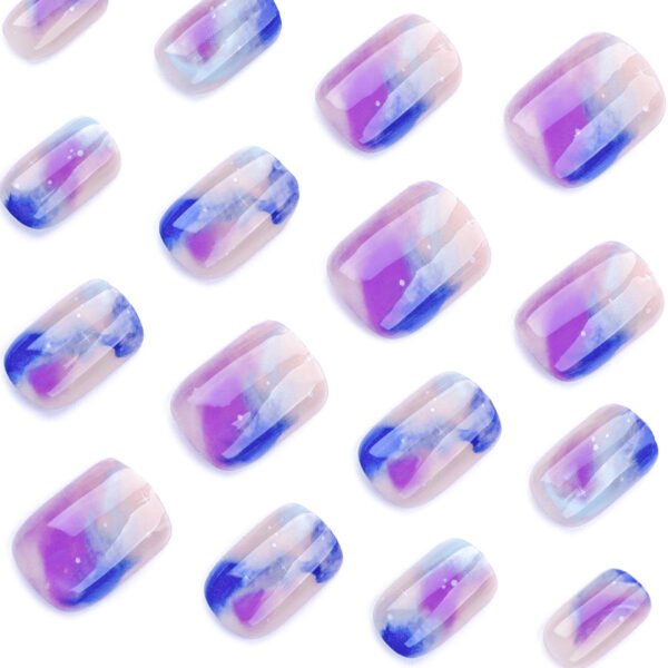 O1CN01uYxrrZ2NGHuKSjBvc_!!4234819935-0-cib JP3482-Dreamy Galaxy French Tips: Short & Sweet Press-On Nails (Holographic Ombré + Stars!) ✨🌌
