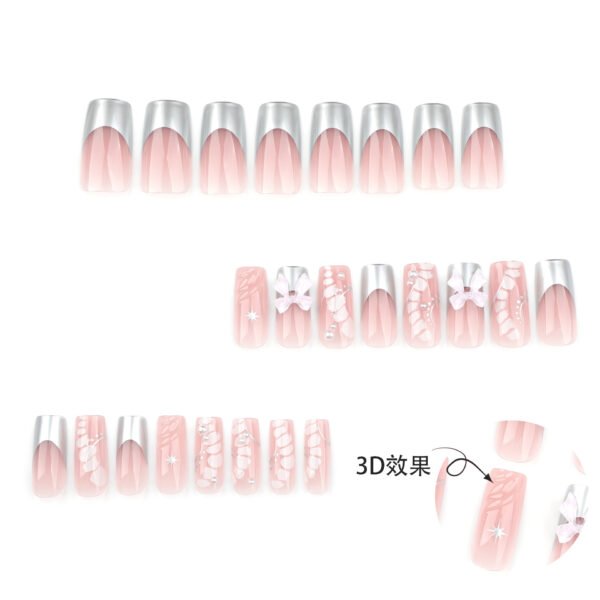 O1CN01ul1Evr2NGHtyzup0F_!!4234819935-0-cib JP3429-Instant Sweet Elegance: 3D Bow French Press-On Nails w/Silver Tips (Pink Perfection!) 🎀💗