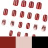 JP3951-Bold Red Cat Eye French Press Ons with Sparkle Butterfly | Instant Short Square Glam​
