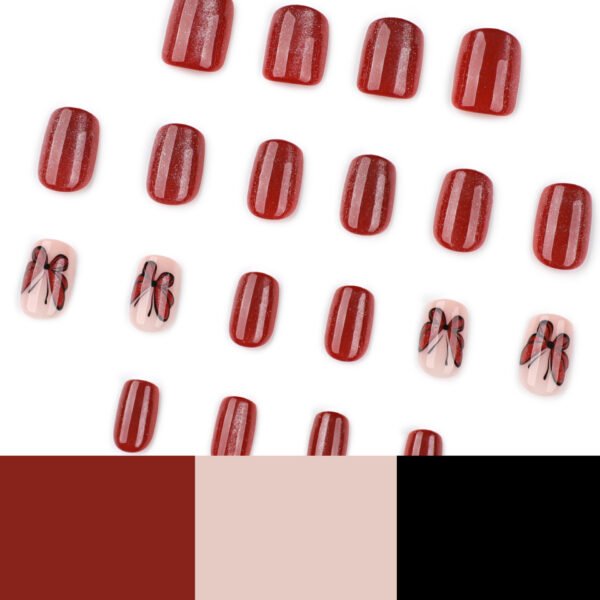 O1CN01vC4N942NGHzbooLLm_!!4234819935-0-cib JP3951-Bold Red Cat Eye French Press Ons with Sparkle Butterfly | Instant Short Square Glam