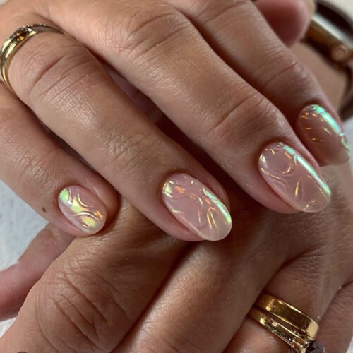 JP3436-Sculpted Shine: Reusable Metallic Minimalist Press-Ons (Chic 3D Without Salon Hassle)