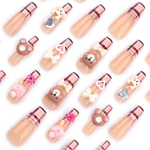 O1CN01vrmqFm2NGHusKt4E9_!!4234819935-0-cib JP2796-Effortless Parisian Charm: Reusable Bear & Plaid French Press-On Nails