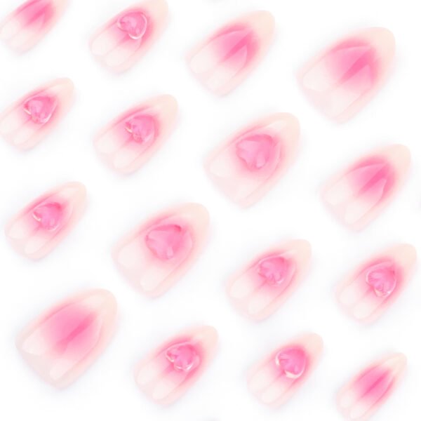 JP3577-Elevate Your Style Effortlessly: Reusable French Press On Nails w/ Peach Hearts ✨💅