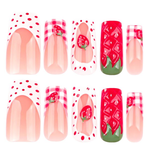 O1CN01yWFzLM2NGHzaIDzRz_!!4234819935-0-cib JP4045-Juicy 3D Strawberry French Tip Press On Nails | Sweet & Reusable Salon Glam