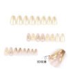JP4038-Luxury 3D Gold Floral French Press On Nails Reusable Almond Fake Nails with Rose Design for Wedding Party Elegance