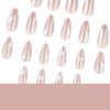 JP3987-Cat Eye French Press On Nails with 3D Silver Stars - Short Almond Fake Nails Reusable & Waterproof Manicure Set