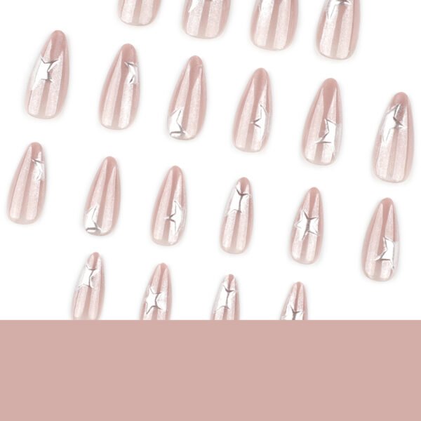 O1CN013w8nuq2NGI01cag4o_!!4234819935-0-cib JP3987-Cat Eye French Press On Nails with 3D Silver Stars - Short Almond Fake Nails Reusable & Waterproof Manicure Set
