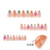 JP4047-Effortless Elegance: Reusable French Almond Nails with 3D Flowers, Pearls & Sparkling Gems for Salon-Quality Manicures at Home​