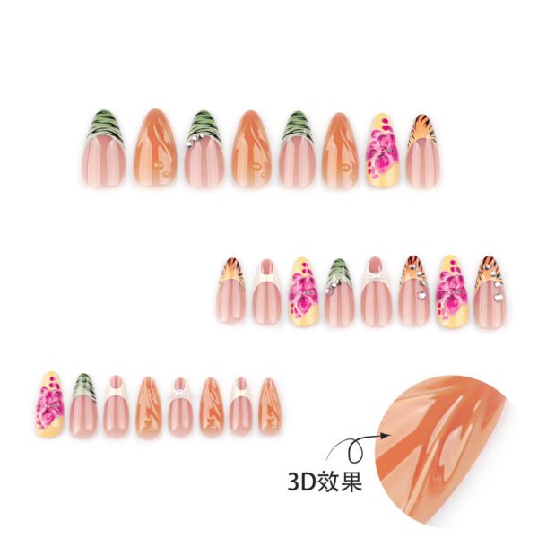 O1CN014RWBgU2NGI07RP7I9_!!4234819935-0-cib JP4047-Effortless Elegance: Reusable French Almond Nails with 3D Flowers, Pearls & Sparkling Gems for Salon-Quality Manicures at Home