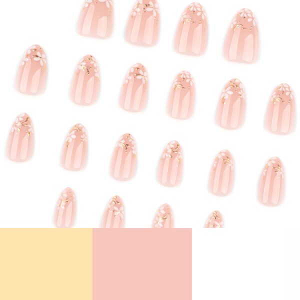 O1CN015sMtoG2NGI0A4n68I_!!4234819935-0-cib JP4065-Elegant Short Almond Press On Nails with White Flowers and Gold Leaf Design for Classy Everyday Wear