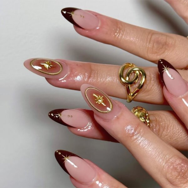 O1CN016M8STv2NGI02g3qEX_!!4234819935-0-cib JP4031-Starry Blush Elegance: Reusable 3D French Almond Press On Nails with Sparkly Gems for Instant Salon Manicures at Home