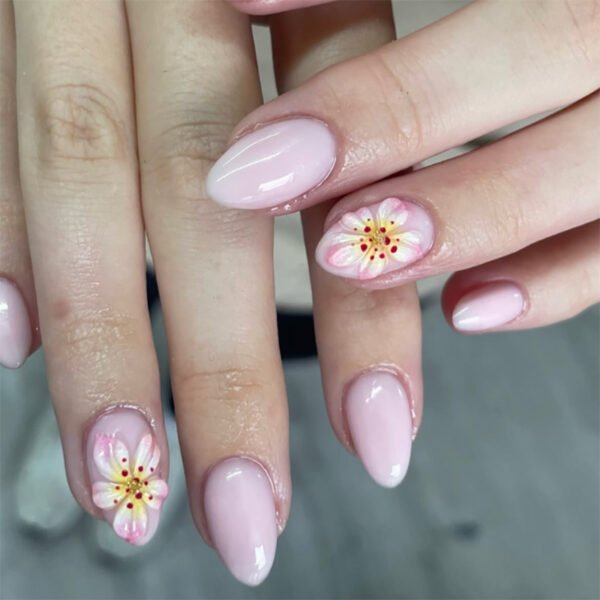 O1CN01A1giA82NGI073p7WI_!!4234819935-0-cib JP4048-French Manicure Press On Nails Short Almond 3D Floral Designs Reusable Waterproof Fake Nails Easy Application Salon Quality DIY Nails