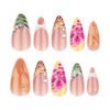 JP4047-Effortless Elegance: Reusable French Almond Nails with 3D Flowers, Pearls & Sparkling Gems for Salon-Quality Manicures at Home​