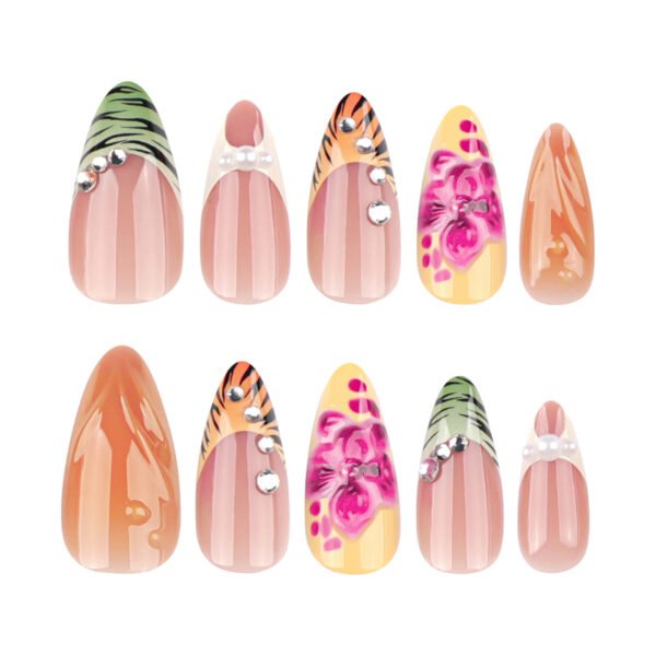 O1CN01Iwuhq42NGI0877Nb2_!!4234819935-0-cib JP4047-Effortless Elegance: Reusable French Almond Nails with 3D Flowers, Pearls & Sparkling Gems for Salon-Quality Manicures at Home