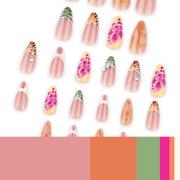 O1CN01KZVJdd2NGI07LfUXO_!!4234819935-0-cib JP4047-Effortless Elegance: Reusable French Almond Nails with 3D Flowers, Pearls & Sparkling Gems for Salon-Quality Manicures at Home