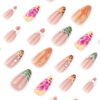 JP4047-Effortless Elegance: Reusable French Almond Nails with 3D Flowers, Pearls & Sparkling Gems for Salon-Quality Manicures at Home​
