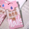 JL0669-Cat Eye Press On Nails Short Oval Glitter French Manicure White Tip Reusable Fake Nails Ins Style Easy Apply Salon Look