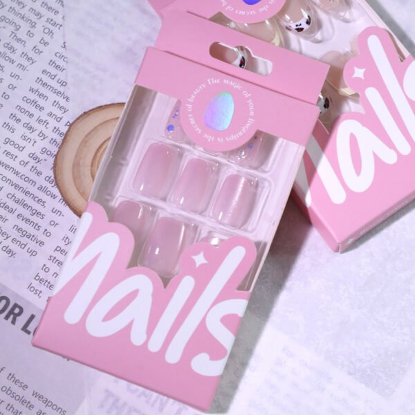 O1CN01e9zGGu2NGHzzKRIN6_!!4234819935-0-cib JL0700- Nude Pink Cat Eye Press On Nails Short Square with Diamond Accents Glitter Fake Nails Reusable Salon Quality Manicure