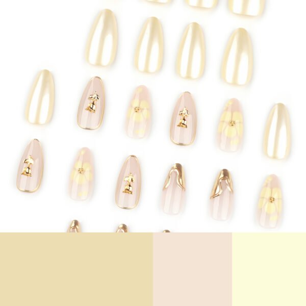O1CN01fBFAhf2NGI0AP1iHx_!!4234819935-0-cib JP4038-Luxury 3D Gold Floral French Press On Nails Reusable Almond Fake Nails with Rose Design for Wedding Party Elegance