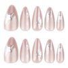 JP3987-Cat Eye French Press On Nails with 3D Silver Stars - Short Almond Fake Nails Reusable & Waterproof Manicure Set