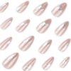 JP3987-Cat Eye French Press On Nails with 3D Silver Stars - Short Almond Fake Nails Reusable & Waterproof Manicure Set