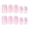 JL0700- Nude Pink Cat Eye Press On Nails Short Square with Diamond Accents Glitter Fake Nails Reusable Salon Quality Manicure