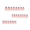 JP4021-Elegant French Brown Crackle Almond Nails with Pink Flowers & Diamonds | Reusable Waterproof Press-On Nails for Salon-Quality Manicures at Home