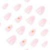 JP4048-French Manicure Press On Nails Short Almond 3D Floral Designs Reusable Waterproof Fake Nails Easy Application Salon Quality DIY Nails
