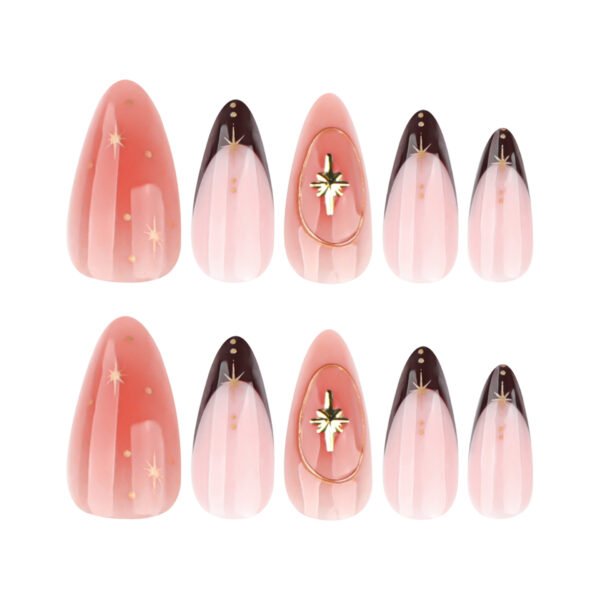 O1CN01tnPcB12NGI020eLSi_!!4234819935-0-cib JP4031-Starry Blush Elegance: Reusable 3D French Almond Press On Nails with Sparkly Gems for Instant Salon Manicures at Home