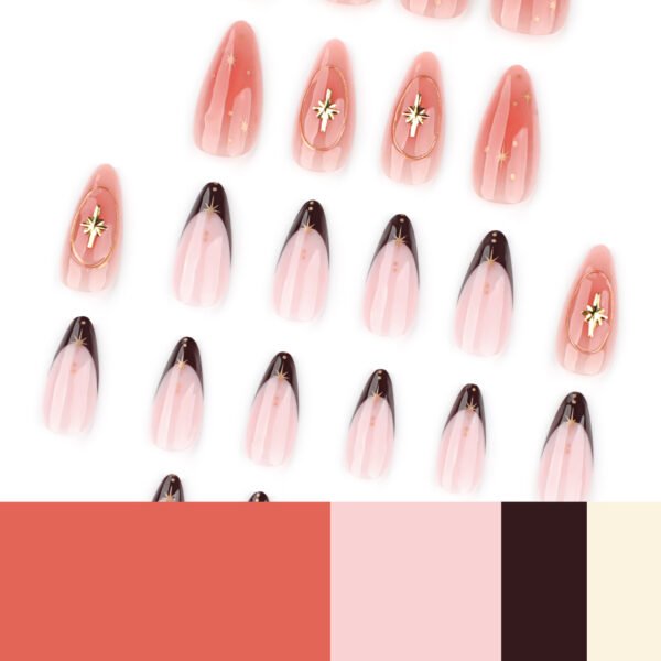 O1CN01wR1Y992NGI01TLazK_!!4234819935-0-cib JP4031-Starry Blush Elegance: Reusable 3D French Almond Press On Nails with Sparkly Gems for Instant Salon Manicures at Home