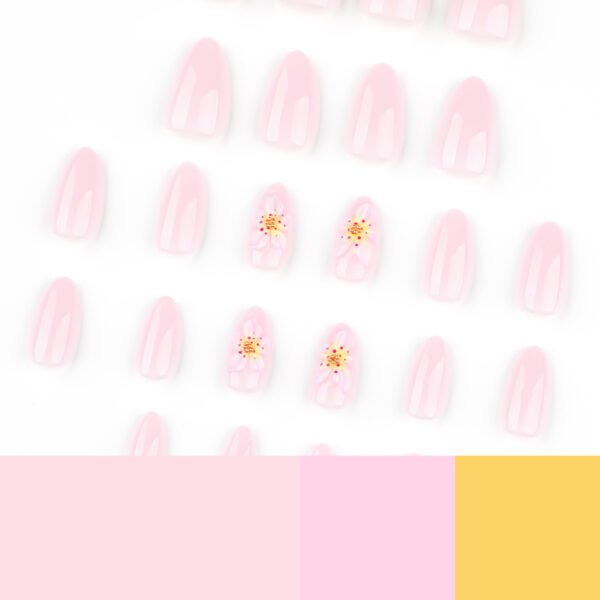 O1CN01wpMNrl2NGI073oqtm_!!4234819935-0-cib JP4048-French Manicure Press On Nails Short Almond 3D Floral Designs Reusable Waterproof Fake Nails Easy Application Salon Quality DIY Nails